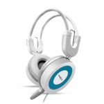 FRONTECH Wired Over-Ear Multimedia Headphones with Mic | 3.5mm Single Audio Jack| Adjustable Headband & Soft Cushions | Compatible with PC, Laptop & Mobile – White & Blue (HF-3452) - Image 2