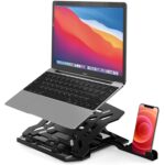 GIZGA Essentials Laptop Stand Riser for 12 to 15.6 Inch Laptop, MacBook, Tablet| Ergonomic Height/Angle Adjustable Stand with Phone Holder, Heat Dissipation, Anti-Slip Base, Portable Lightweight ABS - Image 2