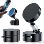 GadgetBite 360 Vacuum Magnetic Phone Holder Hands Free, Foldable Suction Mount, Strong Grip for Mirror, Shower, Gym, Car, Kitchen and Universal Magnetic Phone Stand - Black - Image 2