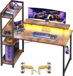 Gaming Desk with Shelves | Reversible Computer Desk with Monitor Stand, Study Writing Table with Storage, Home Office & Gaming Setup (80x50 cm) (Rustic Brown) - Image 2