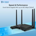 HI Focus AC1200 Dual Band WiFi Router, 867 Mbps 5GHz and 300 Mbps 2.4GHz, MU MIMO with 4 Gigabit LAN Ports, VPN Support, Wireless Internet Router for Home and Office - Image 2