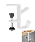 Headphone Stand Hanger Holder, Under Desk Aluminum Alloy Headset Stand with Fit for Gaming PC Accessories,Under Desk Clamp Hook Mount Suitable for Office, Computer (White) - Image 2