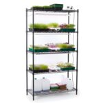 Heavy Duty 5-Shelf Adjustable Wire Rack (76L x 35W x 185H cm) for Microgreens & Hydroponics - Multi-Purpose Indoor/Outdoor Farming & Nursery Storage Shelving, Black - Image 2