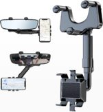 Hold Up 360°Rotatable and Retractable Car Phone Holder, Multifunctional Rearview Mirror Mobile Holder [Upgraded] Universal Phone Mount for Car Adjustable Rear View Mirror Car Mount for All Smartphones - Image 2