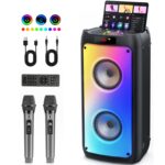 JYX Party DJ Speaker with Dual Mics, Upto 8h Playback, Portable Pop Karaoke Box with PA System & Subwoofers, 6.3mm Mic & Guitar Input, BT/USB/TF/TWS/AUX, Perfect for Home Parties,Stage (Black) - Image 2
