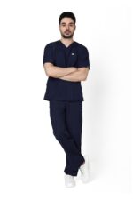 Knya Active Men's 5-Pocket Scrub Suit | Set of Top & Bottom | Half Sleeves | V Neck | Breathable Fabric | Comfortable | Durable | Uniform for Doctors, Nurses and Dentists - Image 2