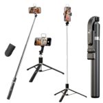 Kratos K9 Selfie Stick Tripod With Light, 67 inch /170CM Reinforced Tripod for Mobile Phone, Multi-Functional Bluetooth Long Selfie Stick for Travel,Vlogging,Compatible with iPhone and All Smartphones - Image 2