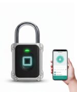 LAVNA Smart Biometric Padlock with 2-Way Access: Fingerprint, Mobile App, IP67 Waterproof for Doors, Highly Durable, Bags, Suitcase, Garage, Cabinet, Warehouse & Shutter (Medium), Silver - Image 2