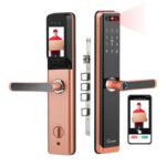 LAVNA Smart Door Lock | 8 Way Unlock | Face, Fingerprint, Mobile App, WiFi + Bluetooth, Card, OTP, PIN and Key Access | Built-in Camera N Screen | 5 Bolts | fit with Wooden Doors (LA24 Face Gold) - Image 2