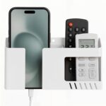 Mobile Phone Charging Stand, Multi-Functional Storage Holder, Bedside Fixed Rack, Bedroom, Office Accessories, Portable Electronic Devices (White) - Image 2