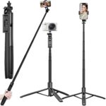 Mobilife Long Selfie Stick with Tripod Stand Aluminum 61 inch Multifunctional Bluetooth Tripod for Mobile Phone Vlogging Live Stream Travel 1/4" Screw for Camera Ring Light Gopro - Image 2