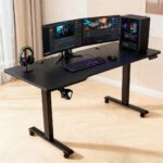 NiTHO ELGAD-L Large Gaming Desk | Electric Height Adjustable Computer Table, Carbon Fiber Surface, Cup & Headphone Holder, Cable Management, DIY Easy Assembly Big Workstation for Home Office or Gaming - Image 2