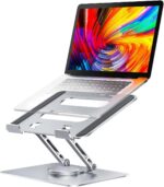 PLIXIO Adjustable Laptop Stand with 360° Rotating Base Tabletop Ergonomic Foldable Portable Holder Compatible for MacBook, HP, Dell, Lenovo & All Other Notebook (Sliver) - Image 2