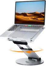 PLIXIO Adjustable Laptop Stand with 360° Rotating Base Tabletop Ergonomic Foldable Portable Holder Compatible for MacBook, HP, Dell, Lenovo & All Other Notebook (Sliver) (LS18) - Image 2