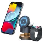 Portronics 15W TriCharge 4-in-1 Fast Charging Wireless Charger for iPhone with Night Lamp, Wireless Charging for Airpods & Apple Watch, MagSafe Compatible, for iPhone 16/15/14/13, Pro,Pro Max (Grey) - Image 2