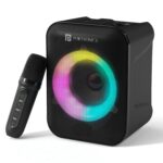 Portronics Apollo One 20W Wireless Bluetooth Portable Speaker with Wireless Karaoke Mic, 5 Hour Playtime, RGB LED Light, Bluetooth V5.3, Easy Grab Handle, USB/AUX in/TF Card, Type C Charging(Black) - Image 2