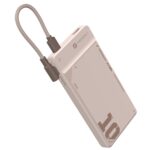 Portronics Luxcell Uno 10K 10000 mAh 22.5W Fast Charging Power Bank with Detachable Type C Cable, Ultra Slim Power Bank with Mach USB-A Output, Type C PD Output, Type C Input, Wake Up Button(Mocha) - Image 2