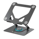 Portronics My Buddy K11 Metal Laptop Stand with 360° Rotation, Height & Angle Adjustable, Foldable Design, Improves Air Flow, Carbon Steel Body, 10 kg Max Weight for Laptops & MacBook (Black) - Image 2
