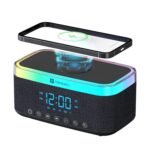 Portronics Trifusion 16W HD Sound Bluetooth Speaker with 15W Wireless Charging, 360°RGB LED Lights, Digital Clock with Alarm Setting, Built-in White Noise, USB/SD Card/AUX in, Type C Charging(Black) - Image 2