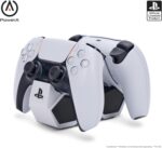 PowerA Twin Charging Station For PS5 Dualsense & Dualsense Edge Wireless Controllers,AC Adaptor Included,With LED Indicator,Vertical Dual Controller Fast Charging Dock (Officially Licensed),White - Image 2