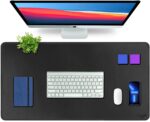 Premium Vegan Leather Desk Mat 90X45cm 2.4mm Thick&Padded|Laptop Mat/Extended Mouse Pad/Stitched, Reversible, Sturdy Deskspread | High Tear/Peel Strength|Anti-Slip,Splash-Proof| Black - Image 2