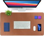 Premium Vegan Leather Desk Mat 90X45cm 2.4mm Thick&Padded|Laptop Mat/Extended Mouse Pad/Stitched, Reversible, Sturdy Deskspread with High Tear/Peel Strength|Anti-Slip,Splash-Proof| Tan - Image 2