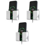 Prolet Wall Mounted Mobile Holder & Storage Case for Remote with Charging Port, Adjustable Viewing Angle, Multi-Purpose Wall Stand for Phones, Tablets & Electronics – White (Pack of 3) - Image 2