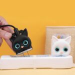 SKYCELL Charger Case Cover with Full Cable Protector 3D Cute Pattern Compatible for iPhone Charger Only 18W & 20W iPhone 16,iPhone 13,iPhone 15,iPhone 14 (Black Cat Shining Cable Protector) - Image 2