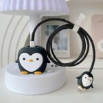 SKYCELL Charger Case Cover with Full Cable Protector 3D Cute Pattern Compatible for iPhone Charger Only 18W & 20W iPhone 16,iPhone 13,iPhone 15,iPhone 14 (Black Penguin) - Image 2