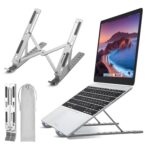 STRIFF Aluminum Laptop Stand, MacBook Stand, Portable Laptop Stand, Gaming Laptop Stand, Foldable Laptop Stand, Compatibility Upto 15.6-Inch Laptop, Tab, and Mobile (Silver) - Image 2