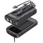 Solar-Power-Bank-Charger, 40000mAh Portable Phone Charger Built in 4 Cables with USB C in/Output, 5V3.1A QC 3.0 Fast Charging External Batter, External Battery Pack with Dual Bright Flashlights - Image 2