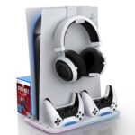 Sounce Glacier Pad RGB PS5 Cooling Stand with Dual Controller Charging Station Vertical Stand with 5200RPM Cooling Fan, RGB Lights Compatible with PS5 Disc/Pro/Digital/Slim Consoles (White) - Image 2