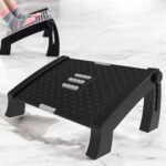 Techhark® Adjustable Ergonomic Foot Rest for Office Chair, Massage Rollers (G Black) - Image 2