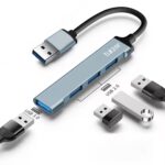 Tukzer Multiport Adapter 4-in-1 USB Hub Splitter Extender, 1xUSB 3.0 & 3 x USB 2.0 Ports, 5 Gbps High Speed Data Transfer, Universally Compatible with All USB, PC, Laptop, Hard Drive, Speaker (Grey) - Image 2