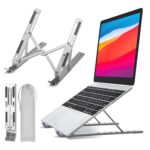 Tygot 6 Angles Adjustable Aluminum Ergonomic Foldable Portable Tabletop Laptop/Desktop Riser Stand Holder Compatible for MacBook, HP, Dell, Lenovo & All Other Notebook (Grey) - Image 2