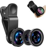 Universal HD Camera Lens Kit 180 Degree Fish Eye+0.65X Wide Angle+10X Macro Lens Glass & Aluminum Alloy Shot Clip Attachments Compatible with iPhone iPad Android Smartphone & Tablets - Image 2