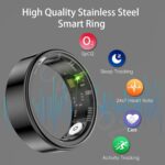 Ustick Smart Ring Health Tracker, Fitness Sleep & Heart Rate Monitor Tracker Smart Ring, Waterproof Bluetooth Fitness Tracker Ring IP68 Waterproof (Black, 10) - Image 2