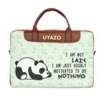 Utazo AreSleeve 15.6 Inch Laptop Sleeve for Men & Women | Waterproof Nylon Business Laptop Bag | Soft Velvety Interior, Padded Protection & Adjustable Strap (Brown & Green Panda) - Image 2