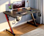 White Mulberry Gaming Desk, Computer Desk with Carbon Fiber Surface, Z Shaped Gaming Table, Computer Table, Workstation, Home Office Desk with Cup Holder and Headphone Holder | (117 * 67 * 71 CM) - Image 2