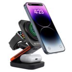 ZEBRONICS MAGBOOST 3 in 1 Foldable Magsafe Compatible Wireless Charging Pad, 15 Watts, Fast Charge, Included Type C Cable, for Smartphones | Earbuds | Smartwatches, Black - Image 2