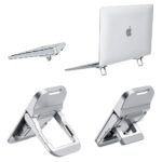 ZORBES® Portable Invisible Laptop Riser Stand, 2 Mini Self-Adhesive Alloy Metal Folding Desk Stand, Lightweight Laptop Desk Feet for MacBook, Lenovo, HP, Dell, Laptops & Tablets, 2pc (Silvery) - Image 2