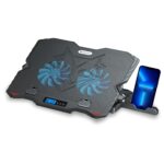 Zebronics NC5500D Powerful Laptop Cooler with Dual 125mm Fans, Silent Operation, Adjustable Fan Speed, Display, Controls, USB, 5 Step Retractable Stand and Mobile Holder - Image 2