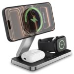eller santé® 23W Magnetic Mag-Safe 3in1 Fast Wireless Charger for iPhone 17/17 Air/17 Pro/17 Pro Max, 16/16 Plus/16 Pro/16 Pro Max, 15/14/13/12, Airpods 3rd/2nd gen, Series 11/10/9/8/7/6/5/4/SE-Black - Image 2