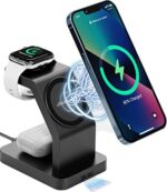 eller santé® Wireless Charger 3-in-1 23W Magnetic Mag-Safe for iPhone 17/17 Air/17 Pro/17 Pro Max, 16/16 Plus/16 Pro/16 Pro Max, 15/14/13/12, Airpods 3rd/2nd gen, Series 9/8/7/6/5/4/SE-Black - Image 2
