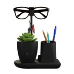 eo Pen Stand for Study Table with Self-Watering Plant Pot, Glasses & Smartphone Holder – Desk Organizer & Pencil Holder for Office, Home, Kids, Students, Study Room (Desk Station Black) - Image 2