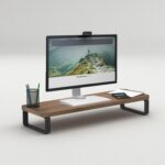 flux Monitor Stand Wooden | Monitor Stand Riser | PC Stand For Desktop Table | , Non Slip, Material: Particle Board & Metal (Walnut brown) [DO IT YOURSELF (DIY)] - Image 2