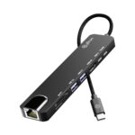 pTron Nexo 8-in-1 Type C to HDMI USB Hub w/ 4K@30Hz HDMI, 100Mbps Ethernet, 100W PD Charging, USB 3.0, USB 2.0, USB-C 2.0 Data, microSD/SD Card Slots for All Type C Devices, MacBook, Laptop, PC(Black) - Image 2