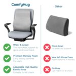 Lumbar Support Pillow for Office Chair & Car Seat – Orthopedic Memory Foam Back Cushion for Posture & Back Pain Relief | Ergonomic Backrest for Long Sitting (Grey) - Image 5