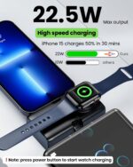SEVENAIRE P70 Dual Port Portable Charger, 5000mAh Nano Power Bank with Built-in USB C & L Connector| iWatch Charger | 22.5W Fast Charging,Compact Compatible for iPhone,Android, iWatch,iPads(JETBLK) - Image 3