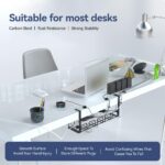 No Drill Under Desk Cable Management Tray, Space-Saving Rack, Sturdy Metal Wire Organizer Basket for Office and Home Standing Desk, 40x13x15cm - Image 3